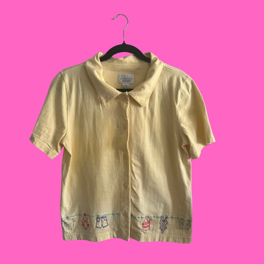 Christopher & Banks yellow embroidered top (part of set)